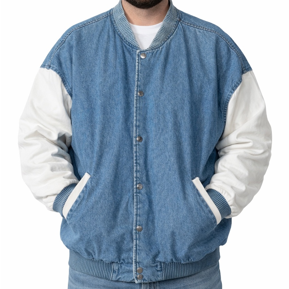 Hilton Active Apparel Vintage Denim Varsity Jacket Men’s XL Made in USA
